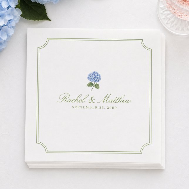 Serviette En Papier Serviettes de mariage bleu hydrangea citrus vert (Créateur téléchargé)