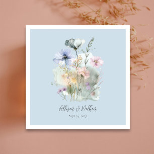 Serviette En Papier Serviettes de Mariage bleu outremer avec Fleurs sa