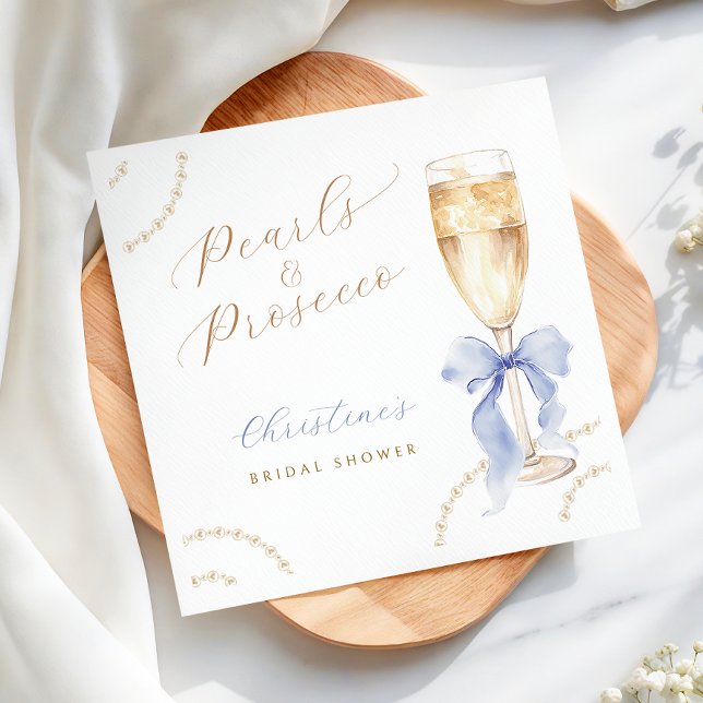 Serviette En Papier Serviettes de Mariage Bleu Perles & Prosecco (Créateur téléchargé)