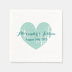 Serviette En Papier Serviettes de mariage bleu turquoise personnalisée