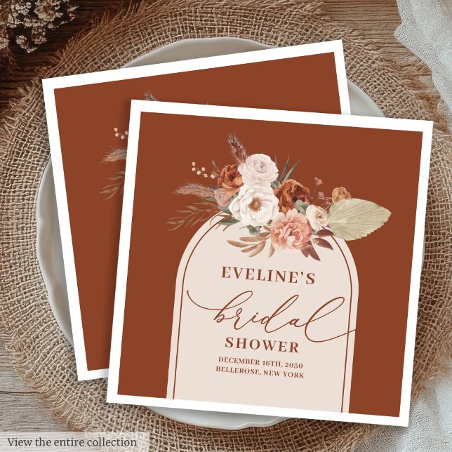 Serviette En Papier Serviettes de mariage bohème aux pampas en terre c (Romantic terracotta pampas boho bridal napkins

)