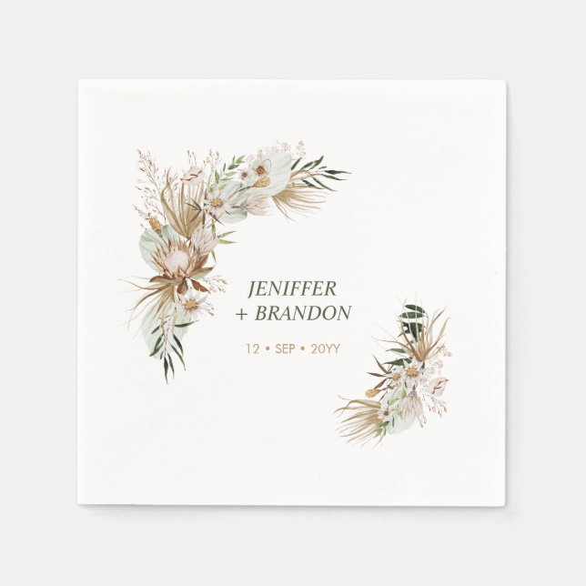 Serviette En Papier Serviettes de mariage bohème déco (Devant)
