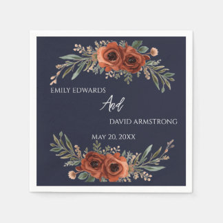 Serviette En Papier Serviettes de mariage Bohème florales terracotta m