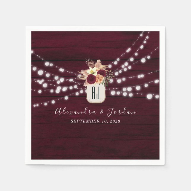 Serviette En Papier Serviettes de mariage bordeaux (Devant)