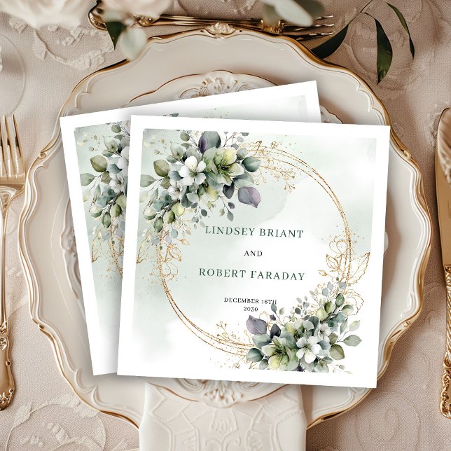Serviette En Papier Serviettes de mariage botaniques bohèmes chic (Chic Bohemian Botanical Wedding Napkins)