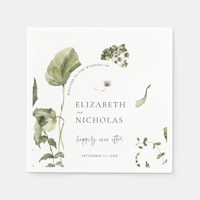 Serviette En Papier Serviettes de mariage botaniques Boho Greenery (Devant)