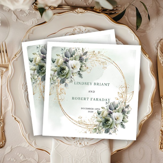Serviette En Papier Serviettes de mariage botaniques en eucalyptus mod (Modern Eucalyptus Botanical Wedding Napkins)