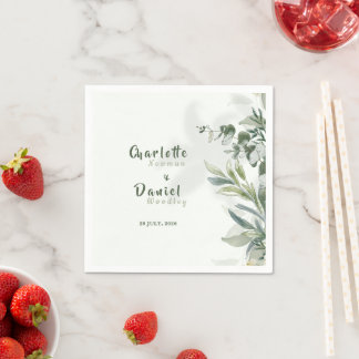 Serviette En Papier Serviettes de mariage botaniques modernes organiqu