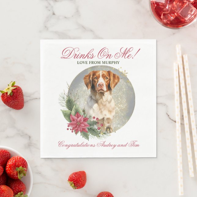 Serviette En Papier Serviettes de mariage Brittany Spaniel avec photo  (En situation)