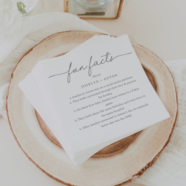 Serviette En Papier Serviettes de mariage Calligraphie Grise Anecdotes (Créateur téléchargé)