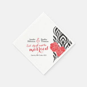 Serviette En Papier Serviettes de mariage carnation rouge luxe moderne