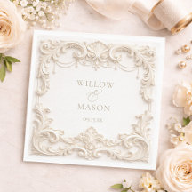 Serviettes de mariage carrées baroques élégantes e