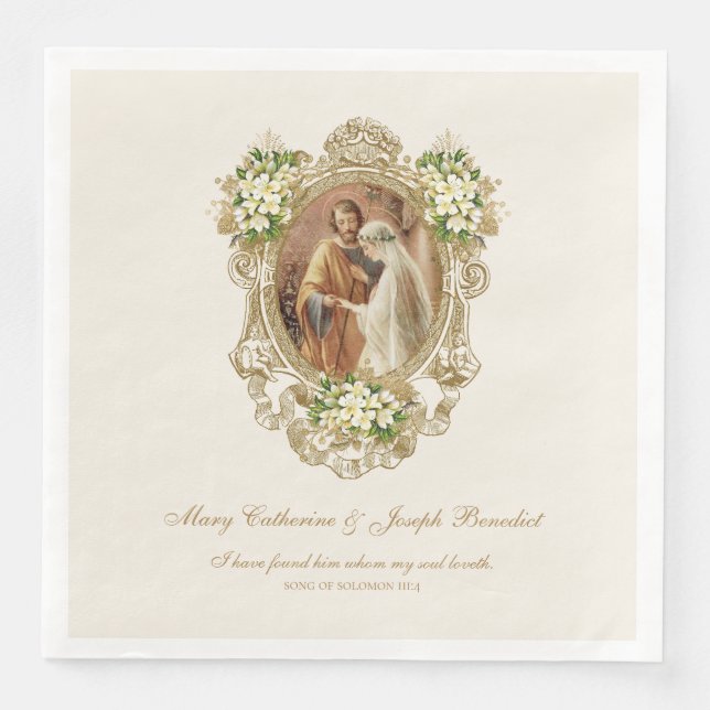 Serviette En Papier Serviettes de mariage catholiques personnalisées a (Devant)