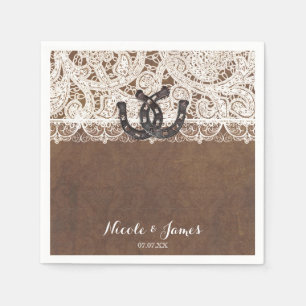 Serviette En Papier Serviettes de mariage champêtre avec fer à cheval 
