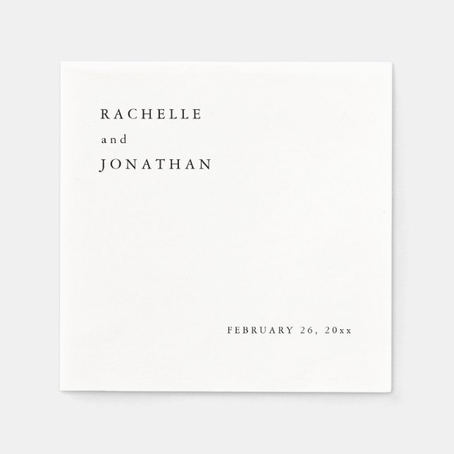 Serviette En Papier Serviettes de mariage chic noir blanc simple (Devant)