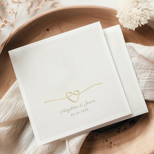 Serviette En Papier Serviettes de mariage classiques blanches et or (Créateur téléchargé)