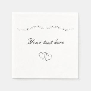 Serviette En Papier Serviettes de mariage Cœurs et paillettes d'argent