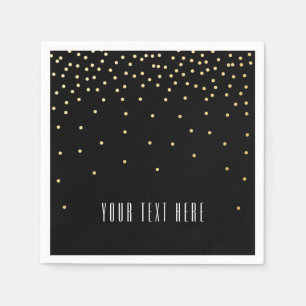 Serviette En Papier Serviettes de Mariage Confetti en noir et petit or