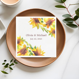 Serviette En Papier Serviettes de Mariage d'aquarelle de tournesol élé