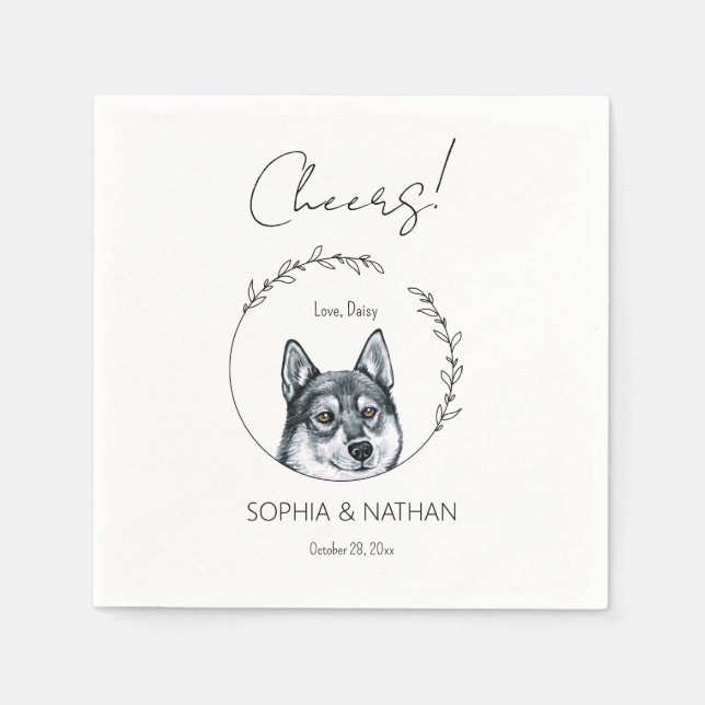 Serviette En Papier Serviettes de Mariage de chien Husky Simple (Devant)