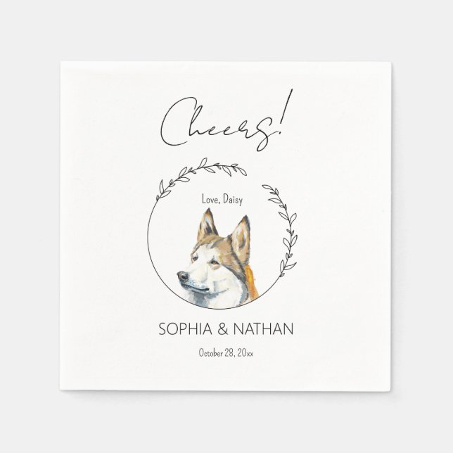 Serviette En Papier Serviettes de Mariage de chien Husky Simple (Devant)