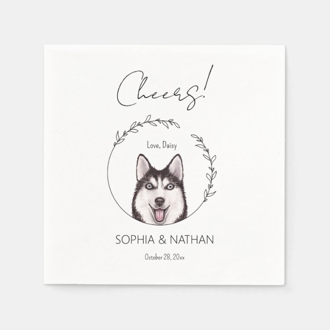 Serviette En Papier Serviettes de Mariage de chien Husky Simple (Devant)