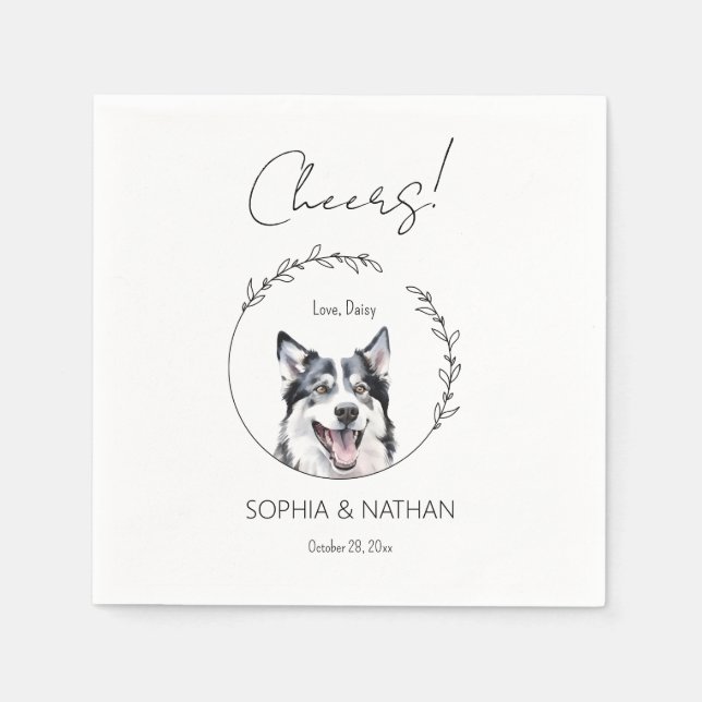 Serviette En Papier Serviettes de Mariage de chien Husky Simple (Devant)