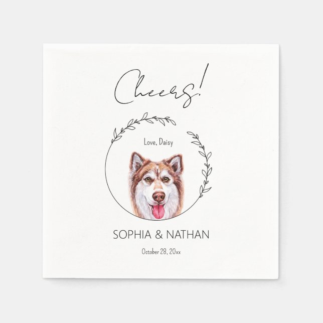 Serviette En Papier Serviettes de Mariage de chien Husky Simple (Devant)