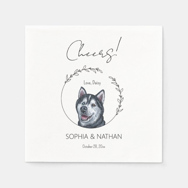 Serviette En Papier Serviettes de Mariage de chien Husky Simple (Devant)