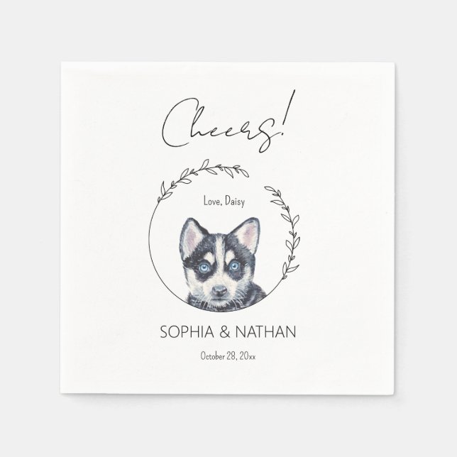Serviette En Papier Serviettes de Mariage de chien Husky Simple (Devant)