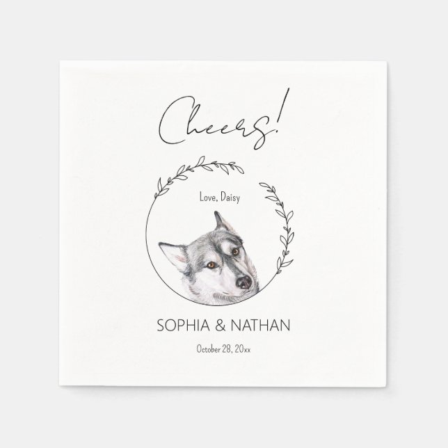 Serviette En Papier Serviettes de Mariage de chien Husky Simple (Devant)