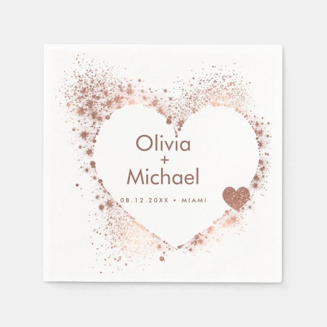 Serviette En Papier Serviettes de Mariage de couronne rose Peach Sunny (Devant)