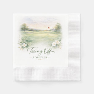 Serviette En Papier Serviettes de mariage de golf   En route pour touj