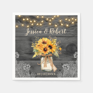 Serviette En Papier Serviettes de Mariage de Jar de tournesol rustique