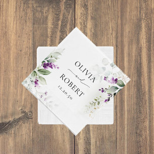 Serviette En Papier Serviettes de Mariage de lavande vert pourpre
