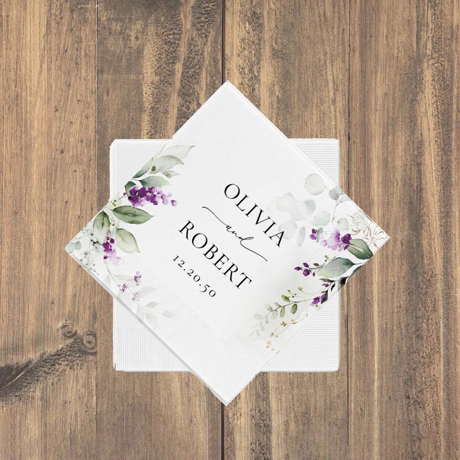 Serviette En Papier Serviettes de Mariage de lavande vert pourpre (Créateur téléchargé)