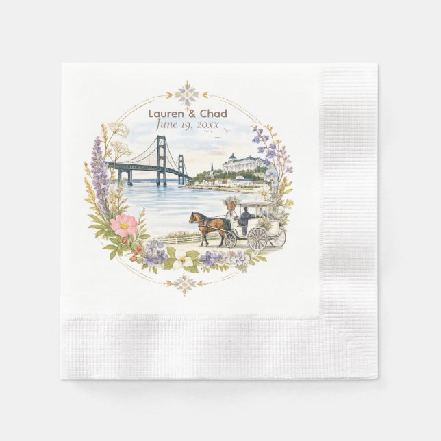 Serviette En Papier Serviettes de mariage de l'île Mackinac (Devant)