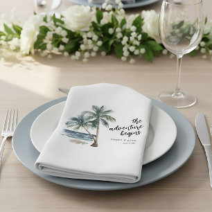 Serviette En Papier Serviettes de mariage de plage de palmiers tropica
