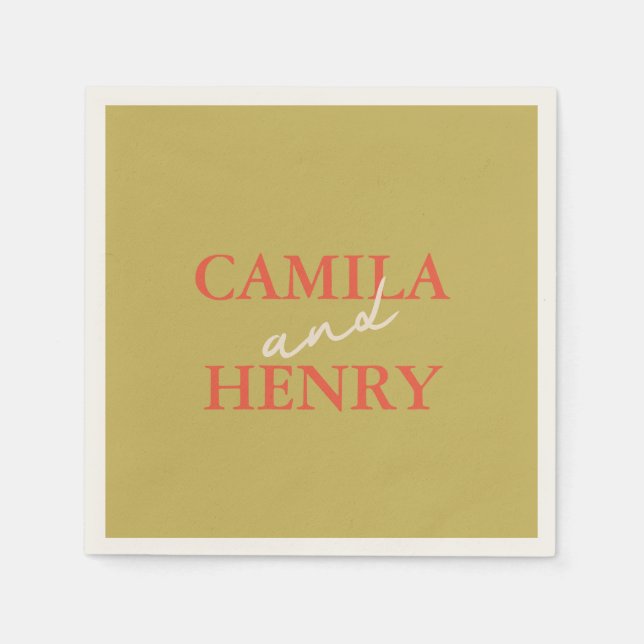 Serviette En Papier Serviettes de Mariage de style vert moderne (Devant)