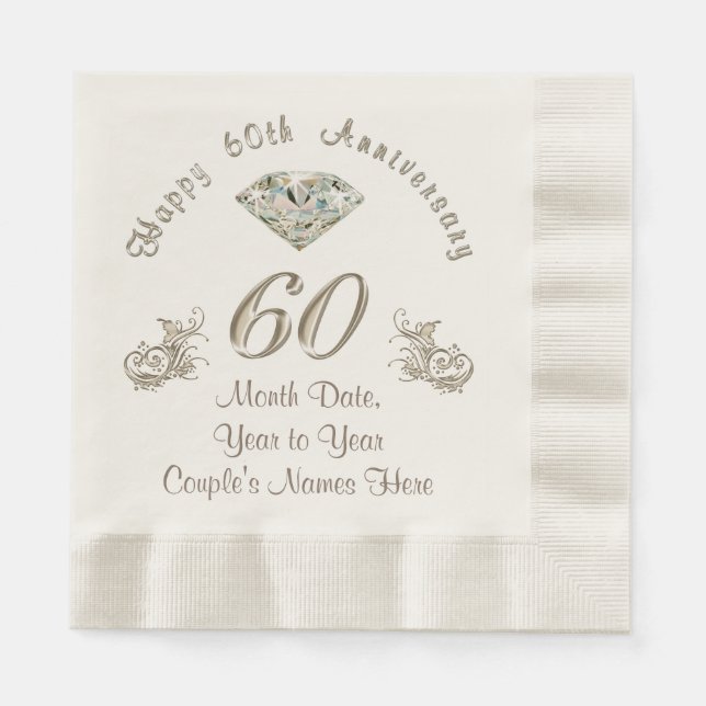 Serviette En Papier Serviettes de Mariage Diamond Personnalisées (Devant)