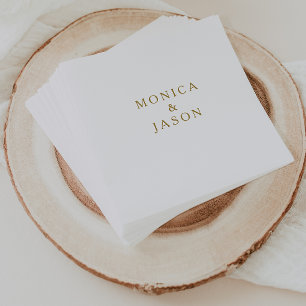 Serviette En Papier Serviettes de Mariage d'or minimaliste classique