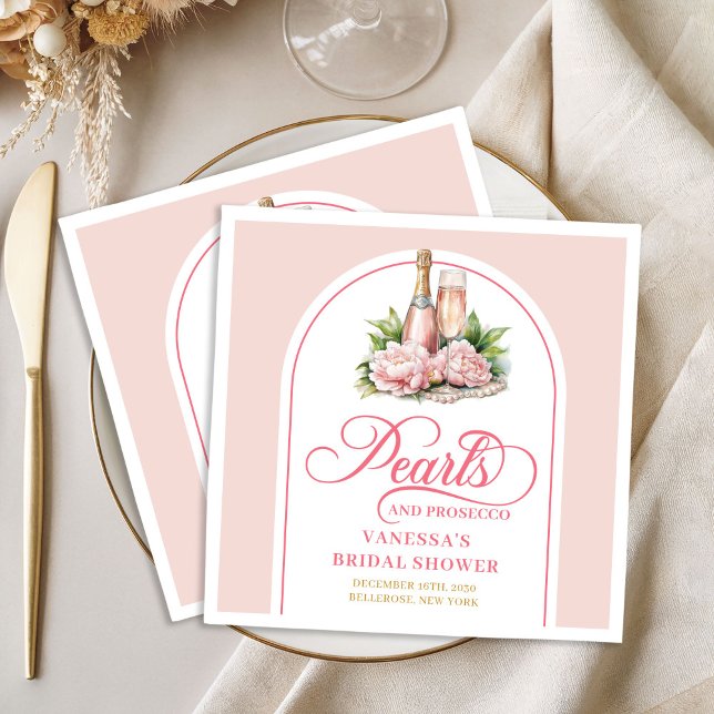Serviette En Papier Serviettes de mariage dorées avec blush aquarelle  (Chic Watercolor Blush Gold Bridal Shower Napkin)