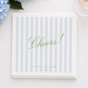Serviette En Papier Serviettes de mariage élégantes à rayures bleues
