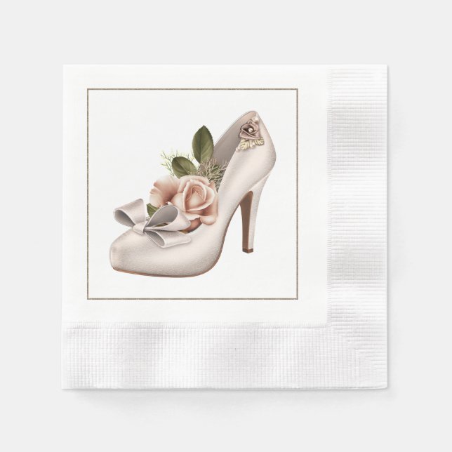 Serviette En Papier Serviettes de mariage élégantes avec chaussure Mar (Devant)