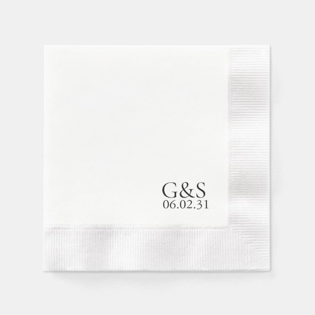 Serviette En Papier Serviettes de mariage élégantes avec impression da (Devant)