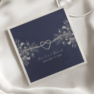 Serviette En Papier Serviettes de mariage élégantes bleu marine