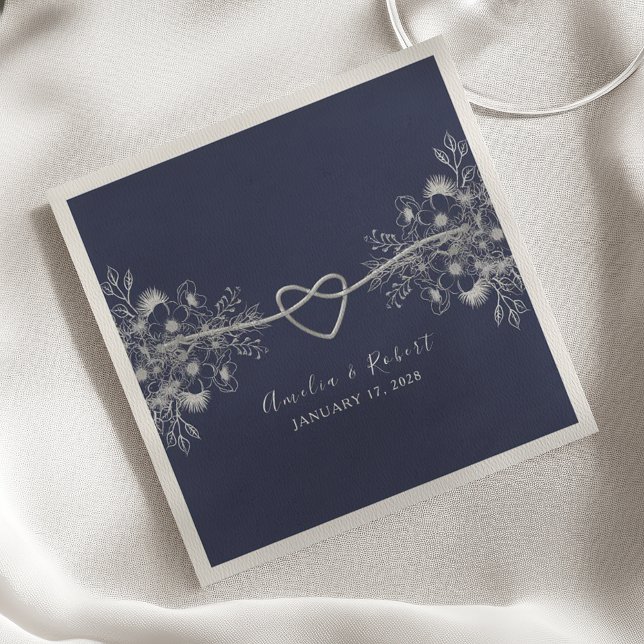 Serviette En Papier Serviettes de mariage élégantes bleu marine (Créateur téléchargé)