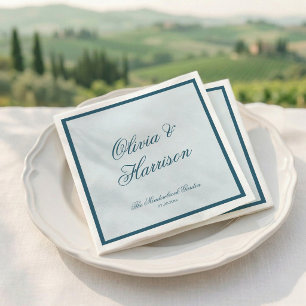 Serviette En Papier Serviettes de mariage élégantes et minimalistes bl