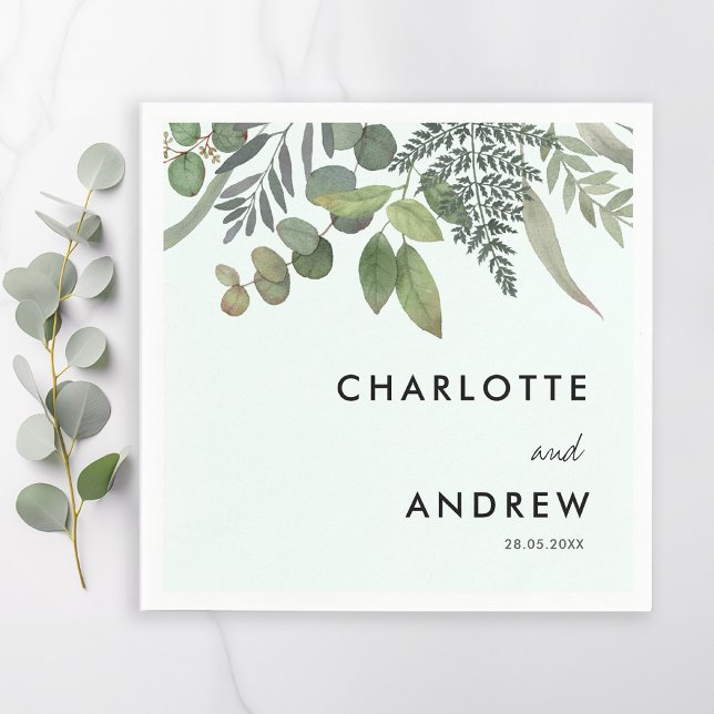 Serviette En Papier Serviettes de mariage élégantes et simples à l'euc (Créateur téléchargé)