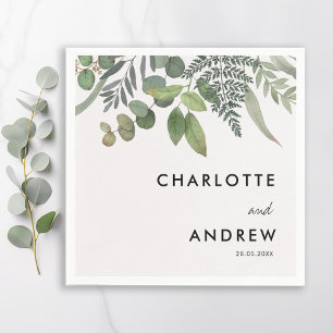 Serviette En Papier Serviettes de mariage élégantes et simples à motif